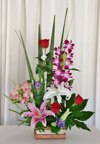 20 rosas dendrobium y casablancas