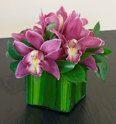 45 orquideas en base de vidrio
